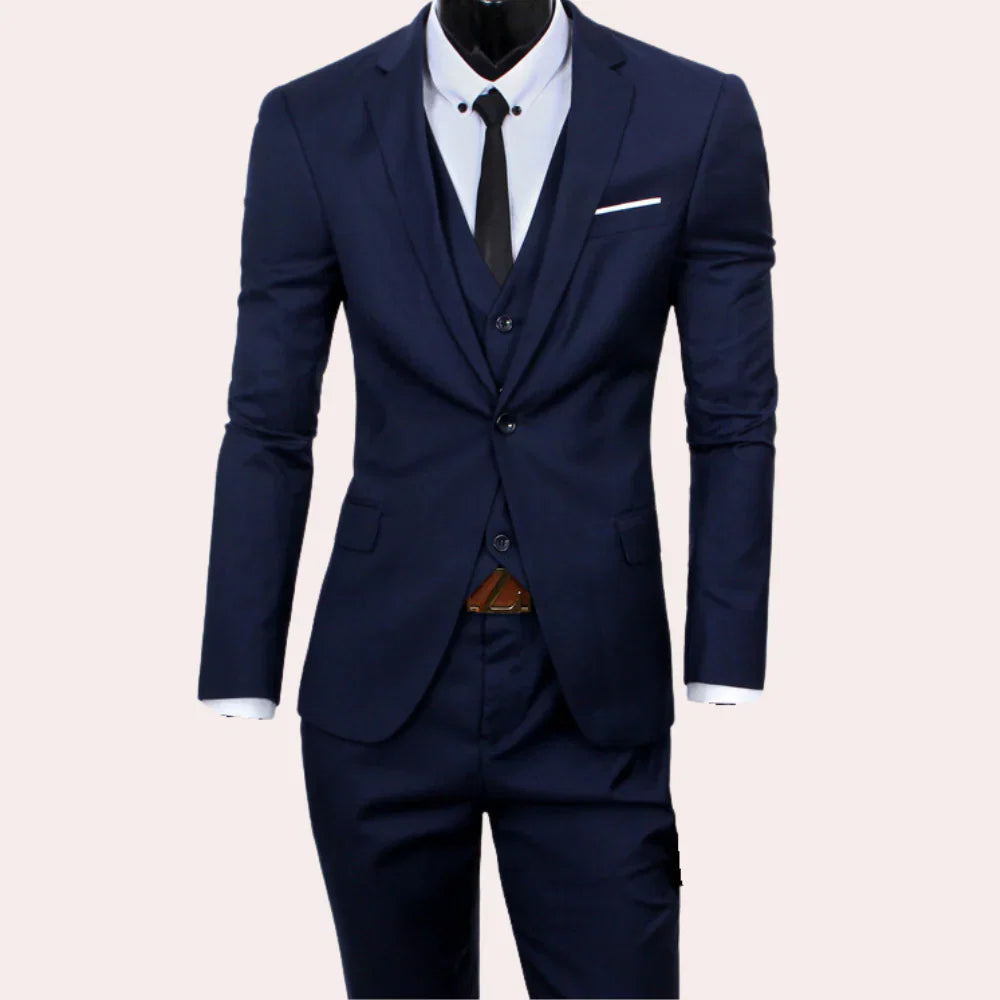 Three Piece Men’s Suit Set with Blazer Vest and Trousers