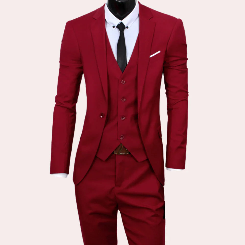 Three Piece Men’s Suit Set with Blazer Vest and Trousers