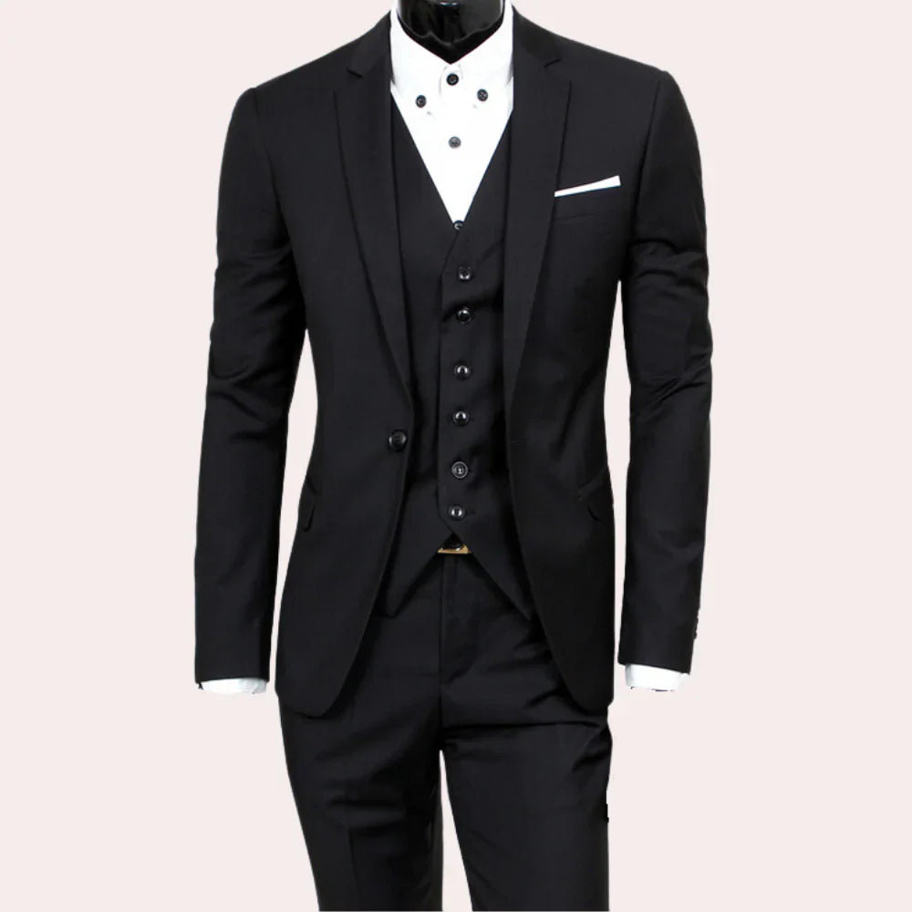 Three Piece Men’s Suit Set with Blazer Vest and Trousers