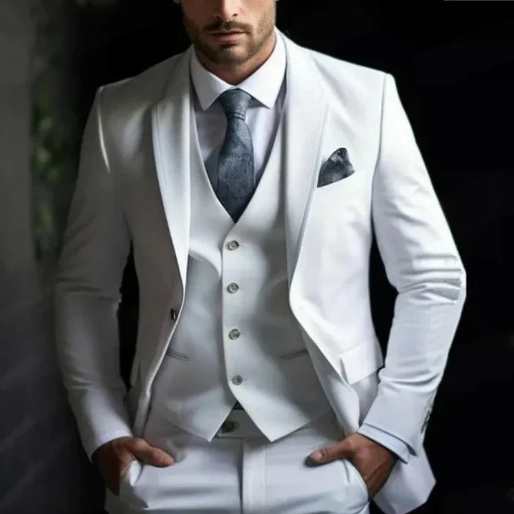 Three Piece Men’s Suit with Blazer Vest and Pants