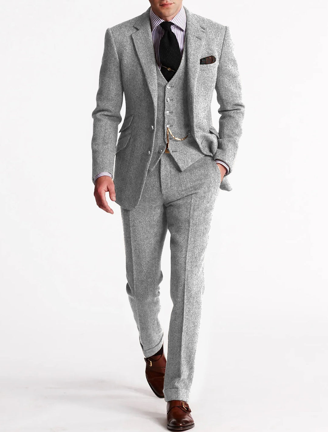 3 Piece Men’s Suit with Blazer Waistcoat and Trousers