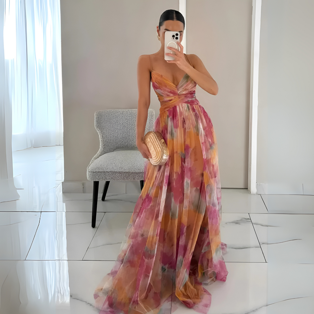 Layered Maxi Dress with Open Back
