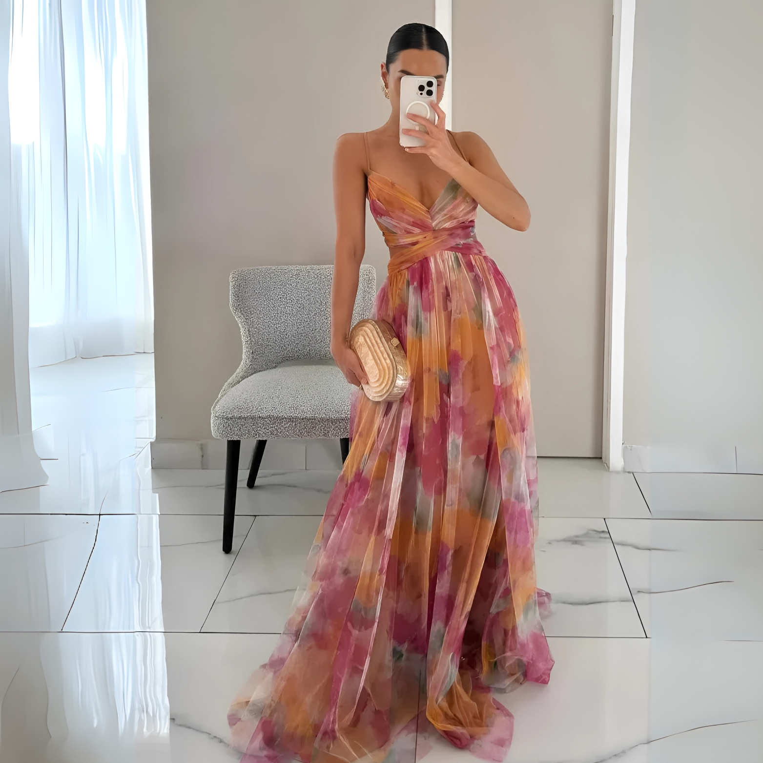 Layered Maxi Dress with Open Back