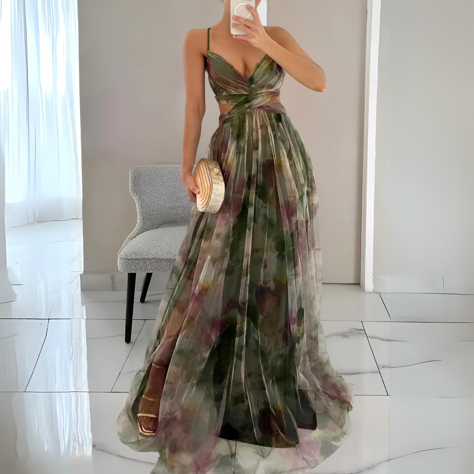 Layered Maxi Dress with Open Back