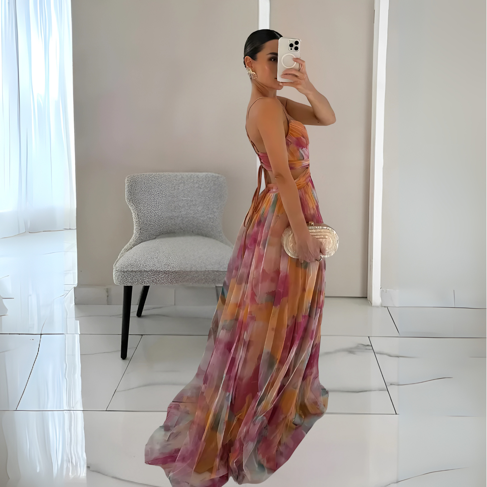 Layered Maxi Dress with Open Back