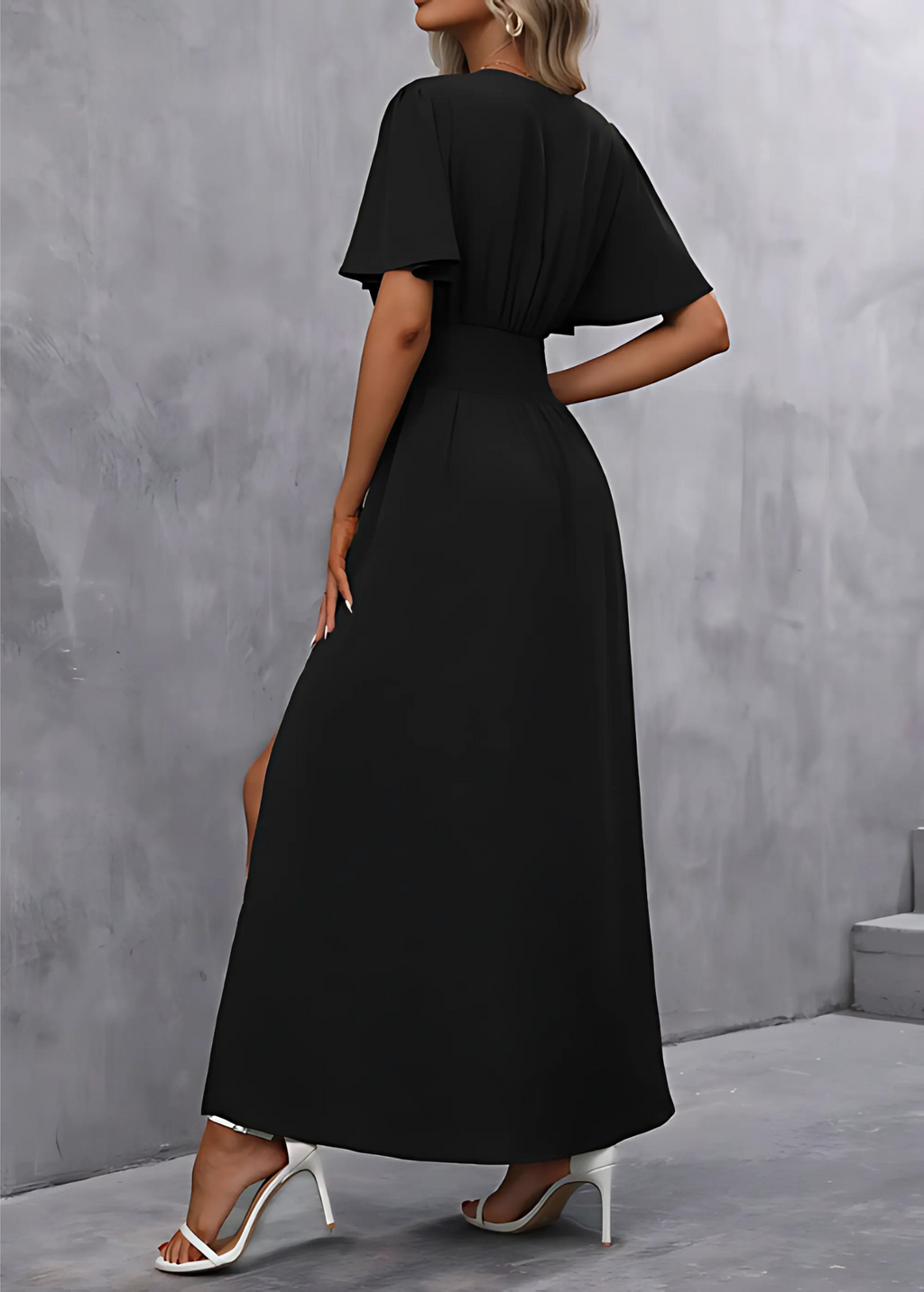 V Neck Side Split Maxi Dress