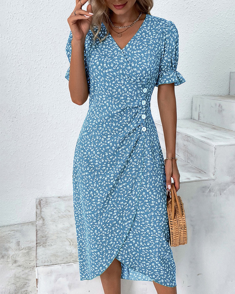 Short Sleeve V-Neck Women’s Midi Summer Dress