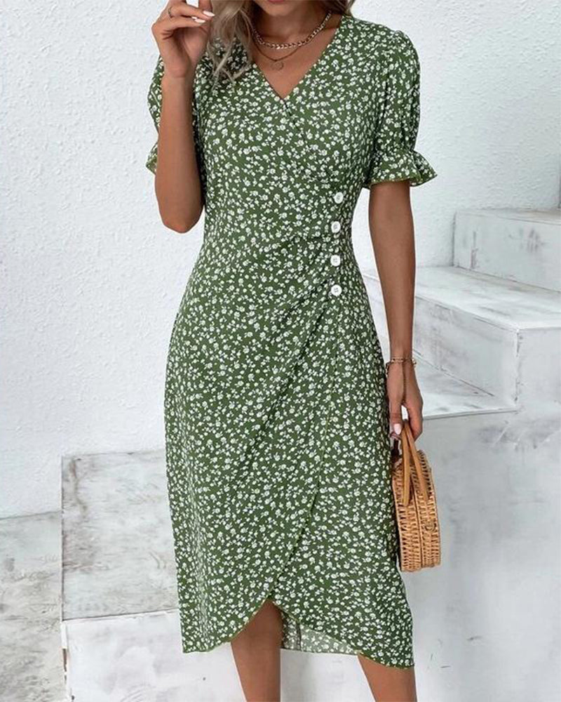 Short Sleeve V-Neck Women’s Midi Summer Dress