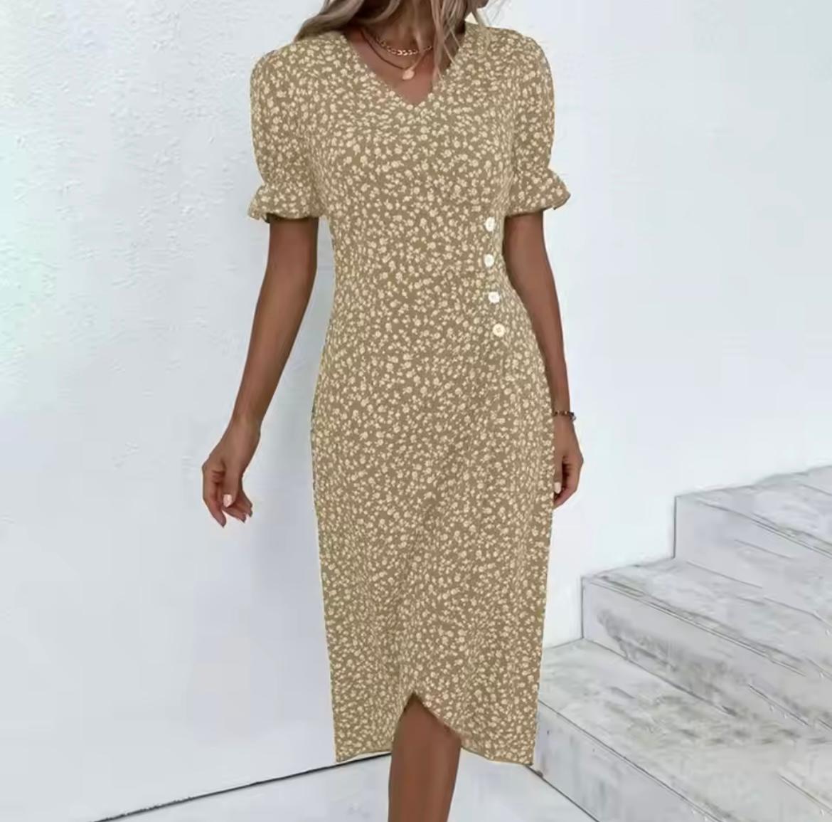 Short Sleeve V-Neck Women’s Midi Summer Dress