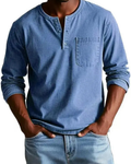 Denim Henley Practical Chest Pocket Men's Shirt