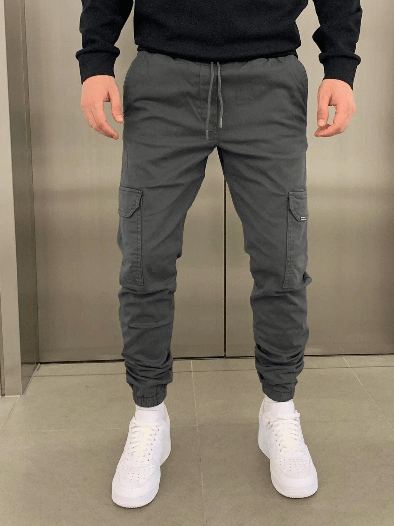 Adjustable Waist Multi Pocket Men’s Cargo Jogger Pants