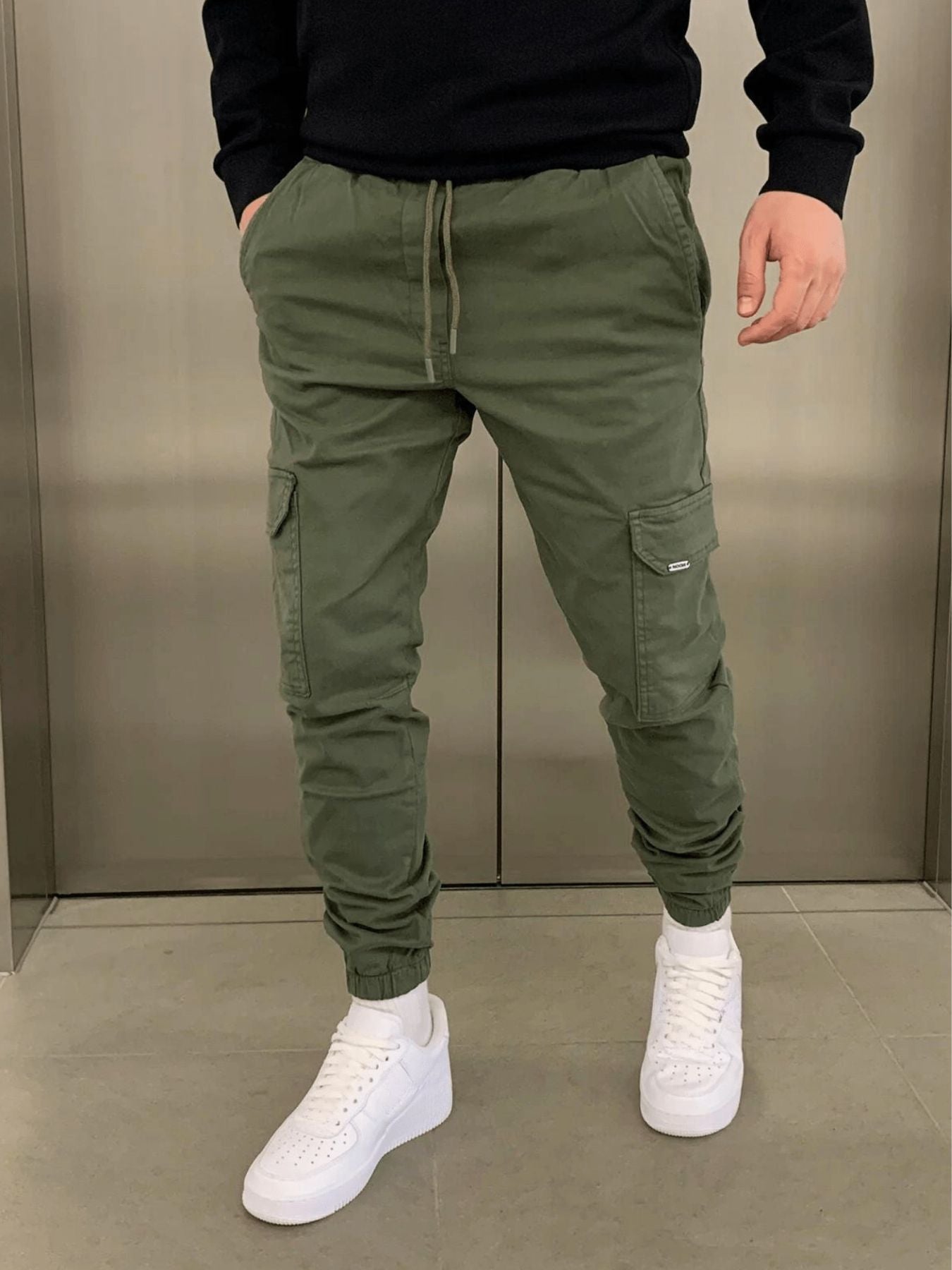 Adjustable Waist Multi Pocket Men’s Cargo Jogger Pants