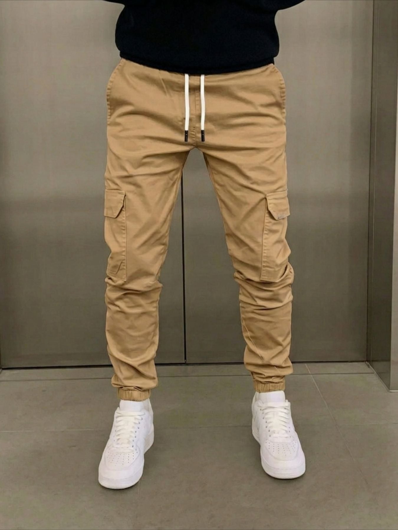 Adjustable Waist Multi Pocket Men’s Cargo Jogger Pants