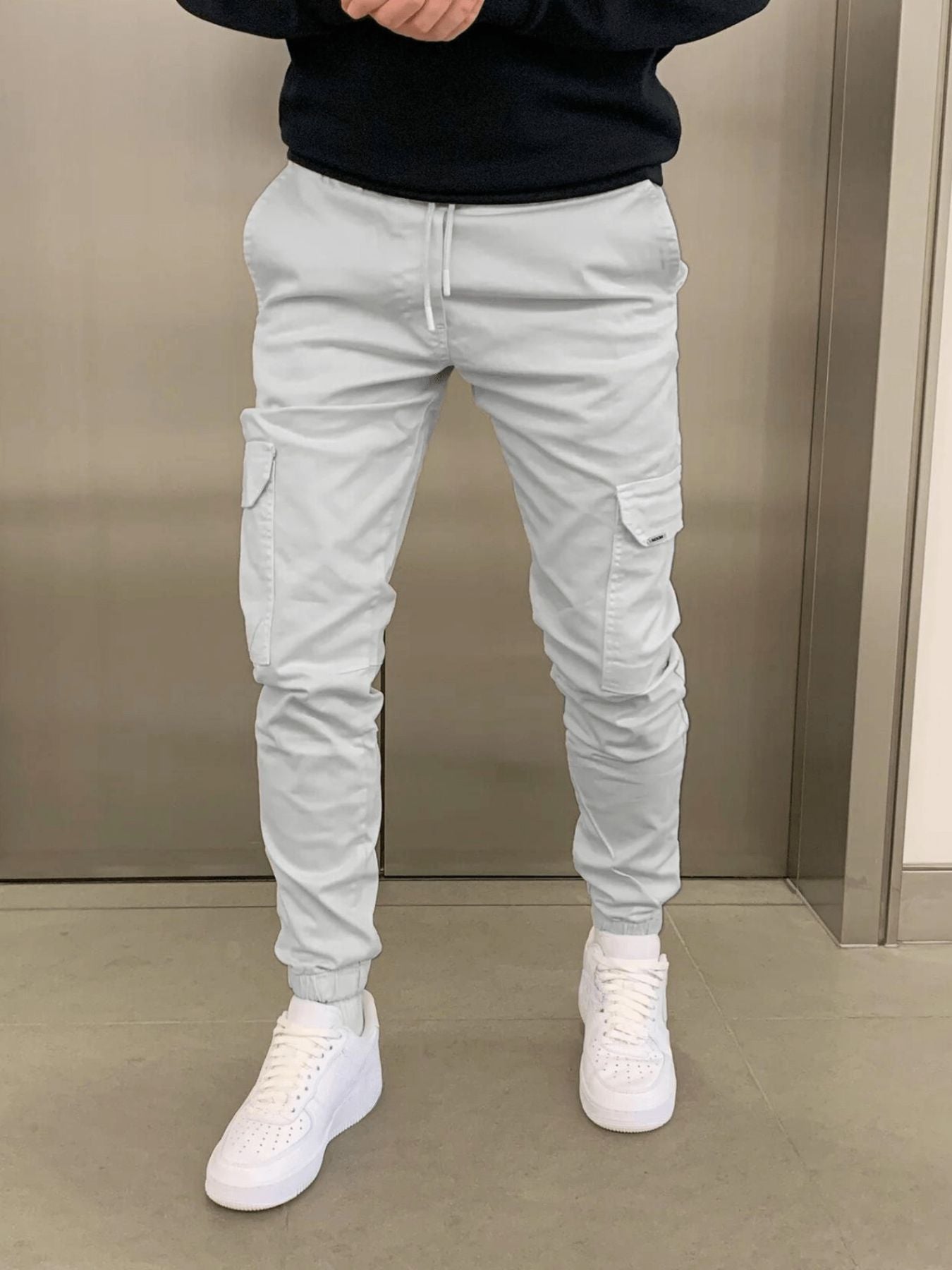 Adjustable Waist Multi Pocket Men’s Cargo Jogger Pants