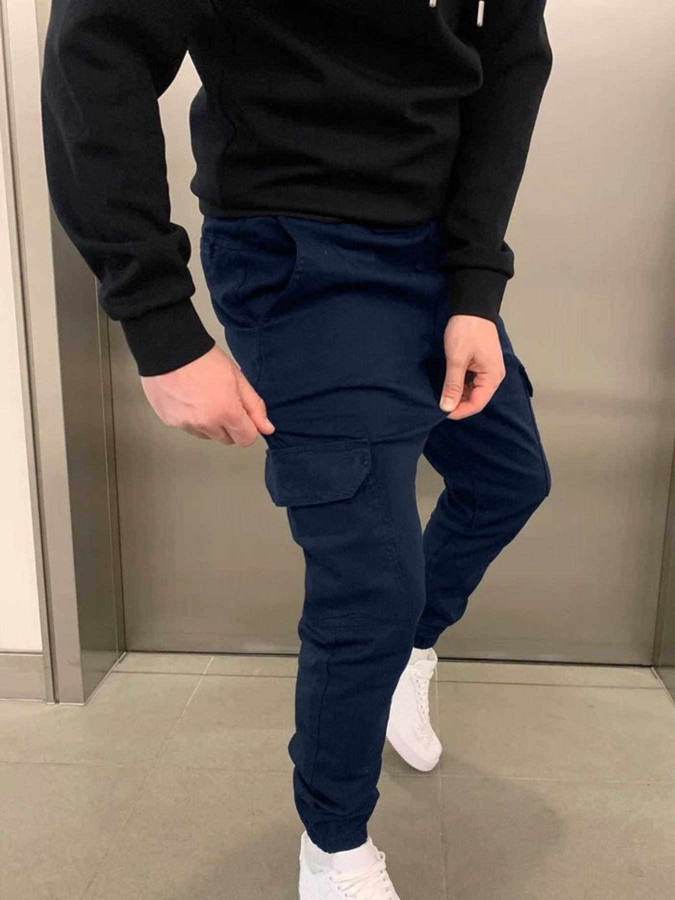 Adjustable Waist Multi Pocket Men’s Cargo Jogger Pants