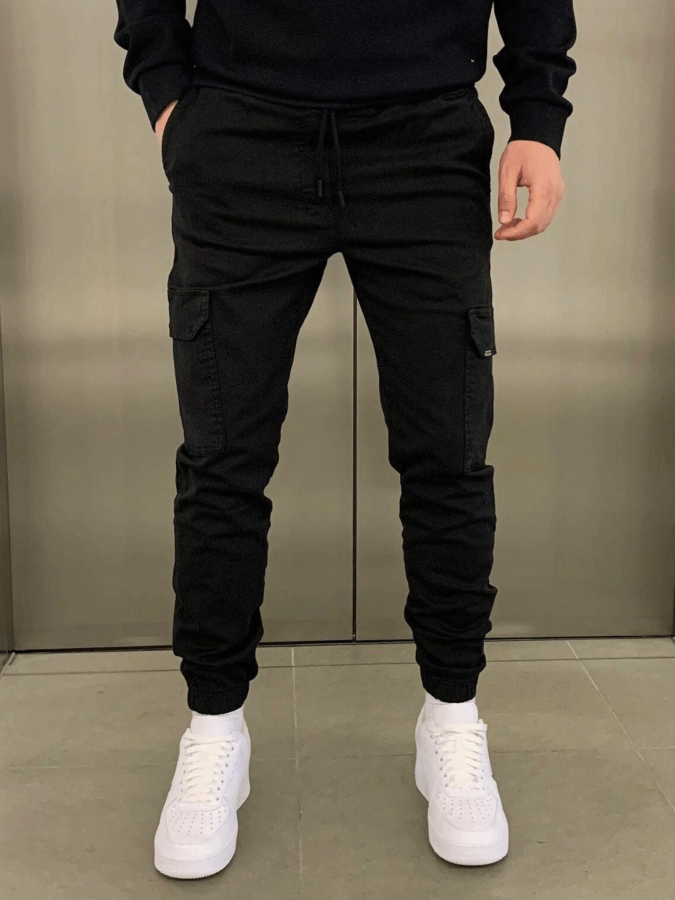 Adjustable Waist Multi Pocket Men’s Cargo Jogger Pants