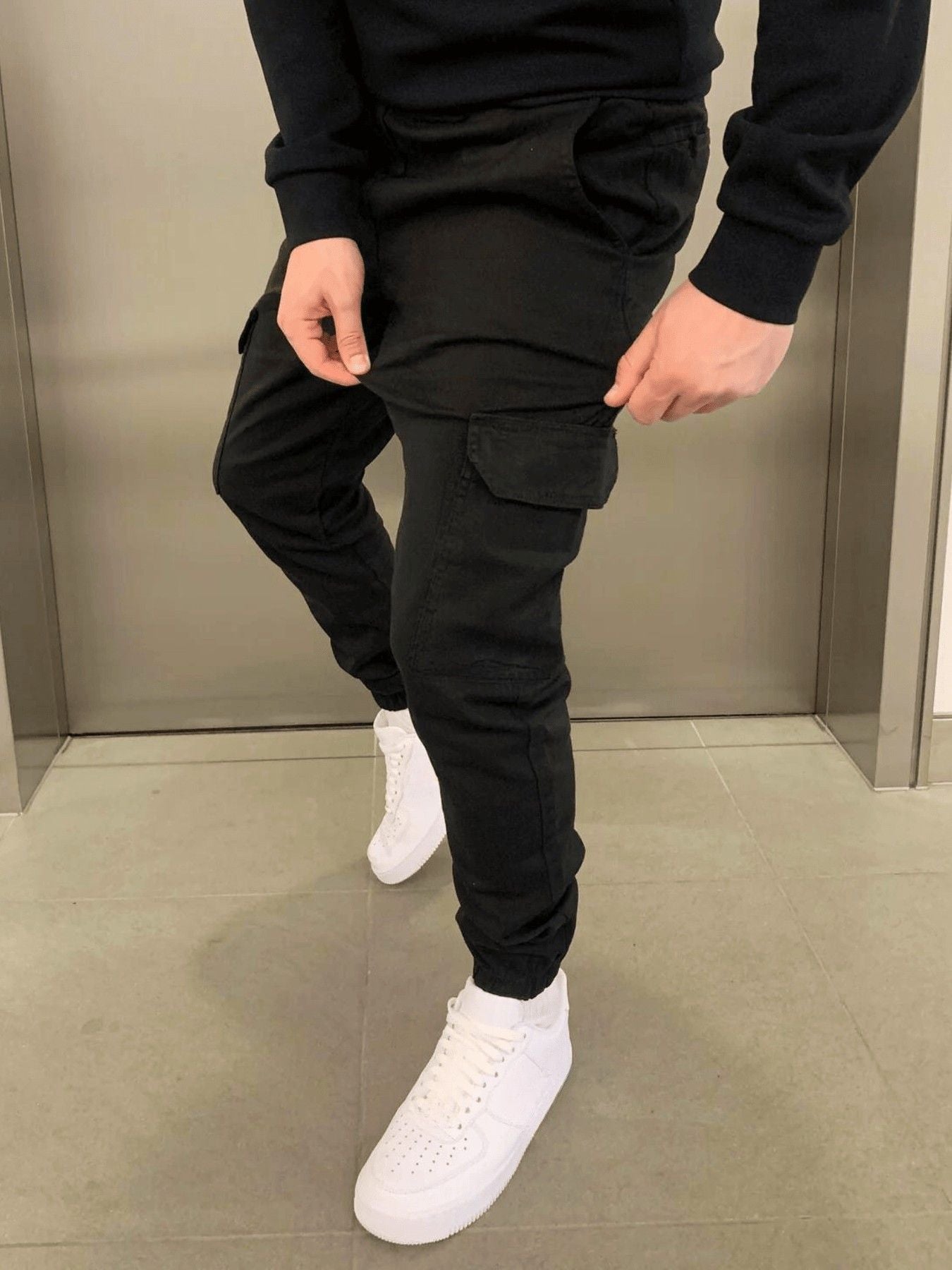 Adjustable Waist Multi Pocket Men’s Cargo Jogger Pants