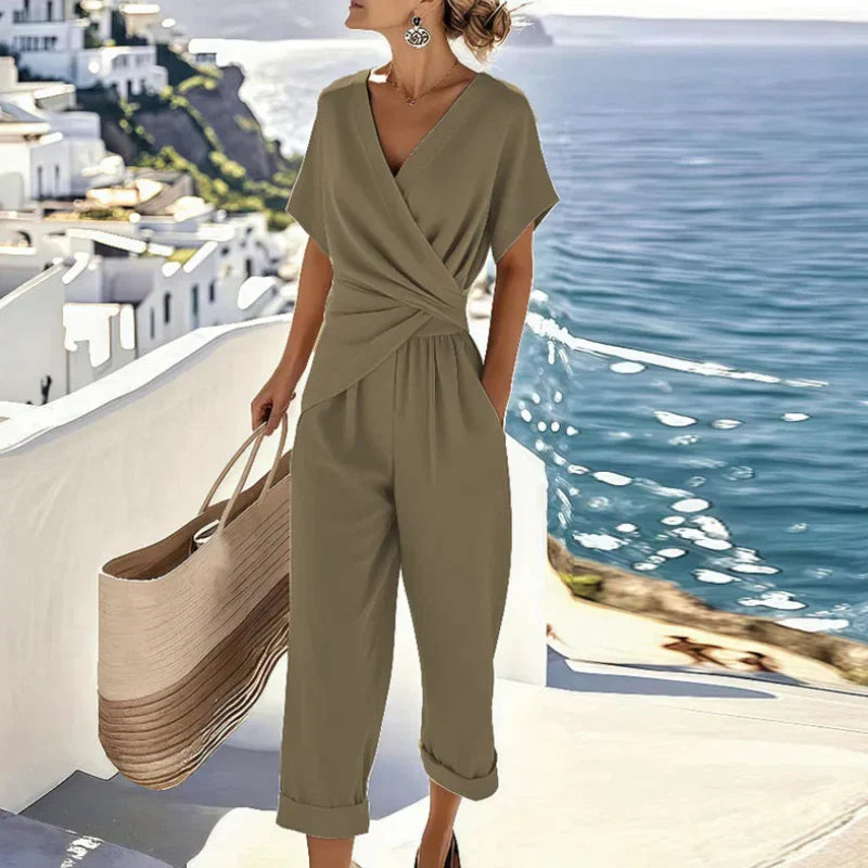 Waist Accent Elegant Wrap Women's Jumpsuit