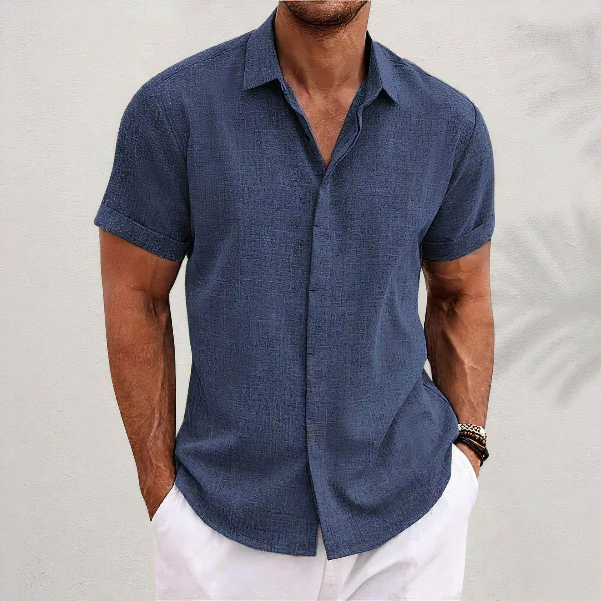Vintage Comfortable Short Sleeve Men's Shirt
