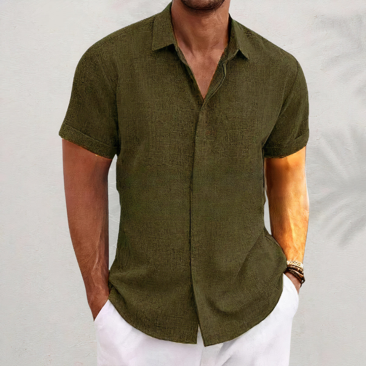 Vintage Comfortable Short Sleeve Men's Shirt