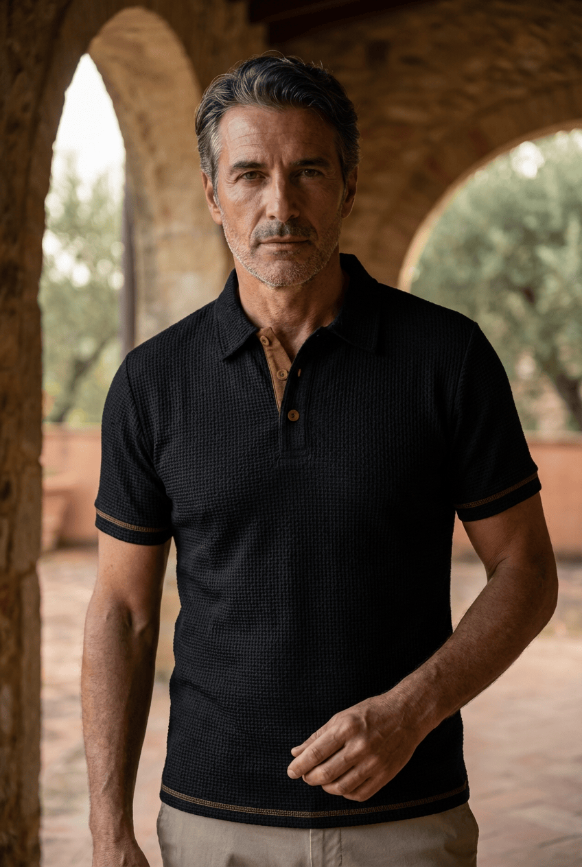 Breathable Modern Knitted Texture Men's Polo Shirt