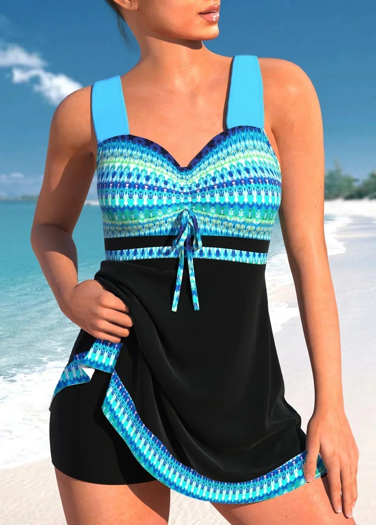 Sweetheart Neckline Quick Dry Women’s Tankini Swimsuit