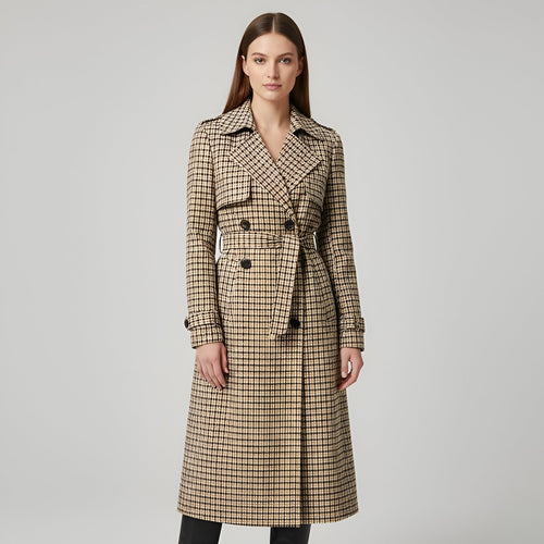 Ava - Trendy checkered trenchcoat
